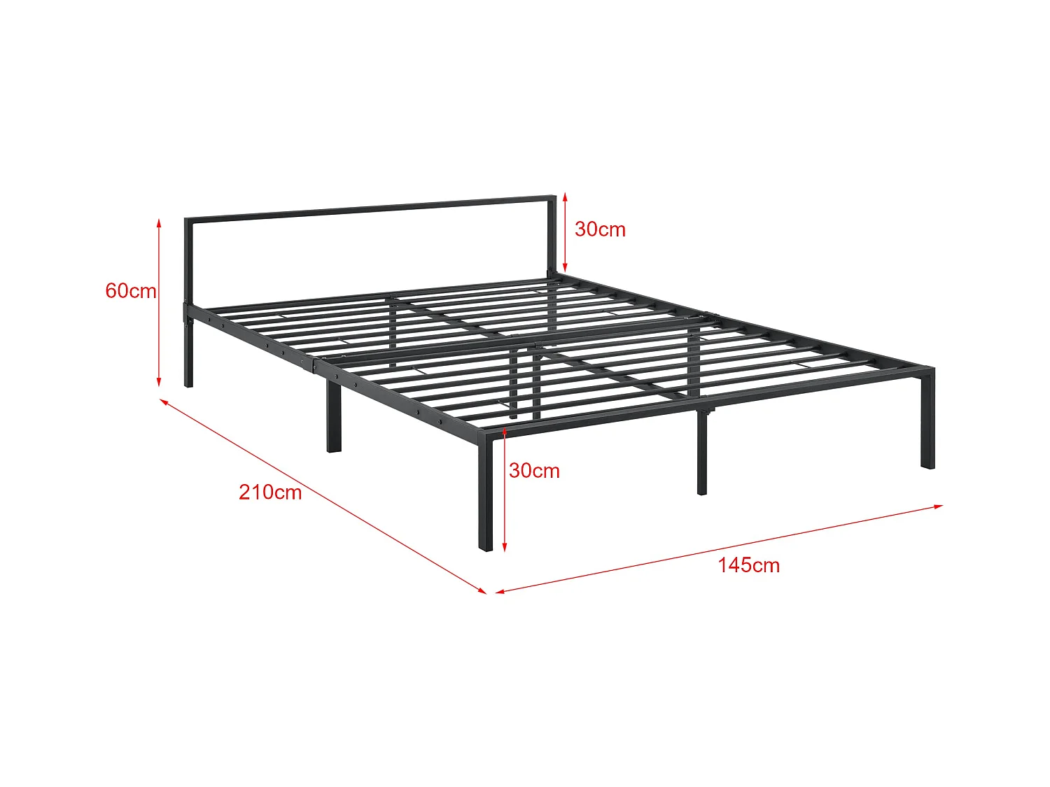 Cadre de lit en métal argentée 210 x 145 x 60 cm 03_0004882