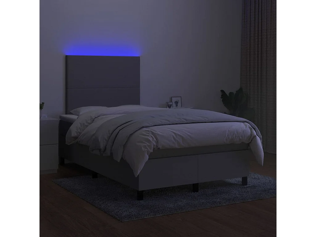 Cadre de lit LED tissu grise 203 x 120 x 128 cm TDL0207899