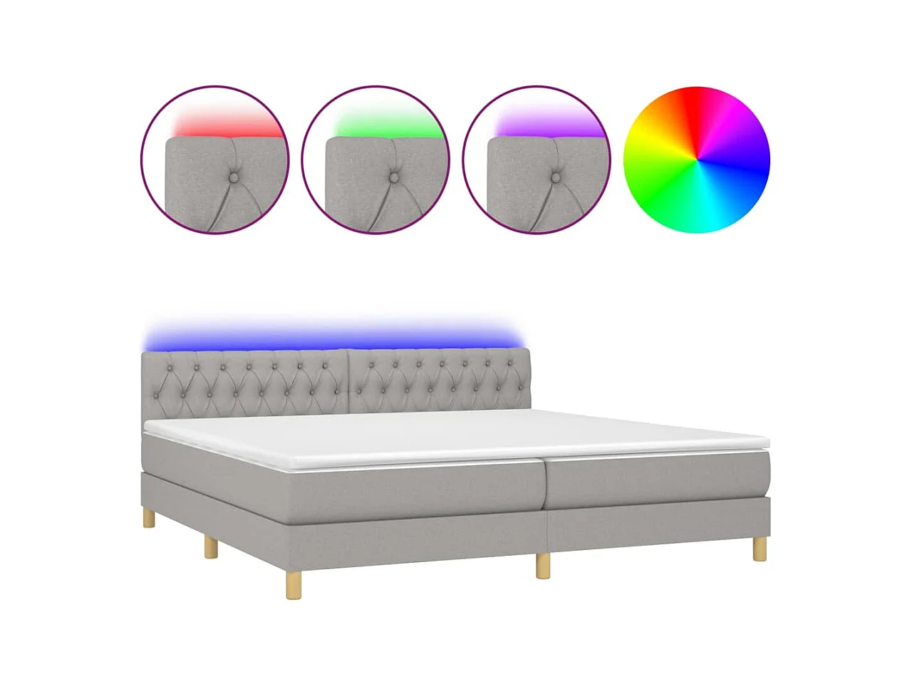 Cadre de lit LED tissu grise 203 x 200 x 88 cm TDL0207777