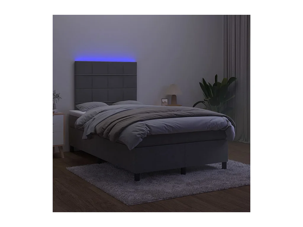 Cadre de lit LED tissu grise 203 x 120 x 128 cm TDL0207728