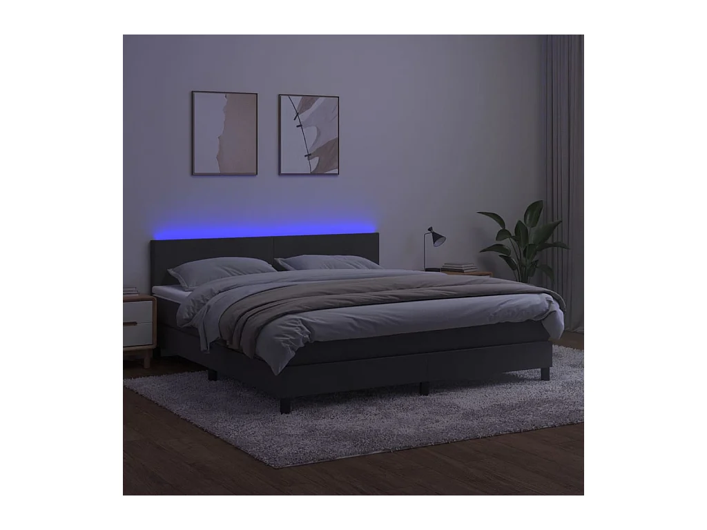 Cadre de lit LED tissu grise 203 x 180 x 88 cm TDL0207693