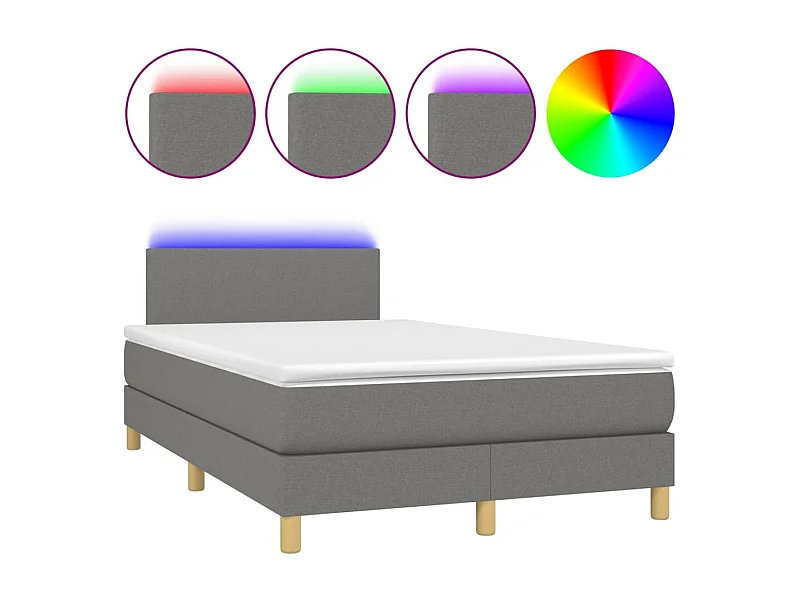Cadre de lit LED tissu grise 203 x 120 x 88 cm TDL0208408