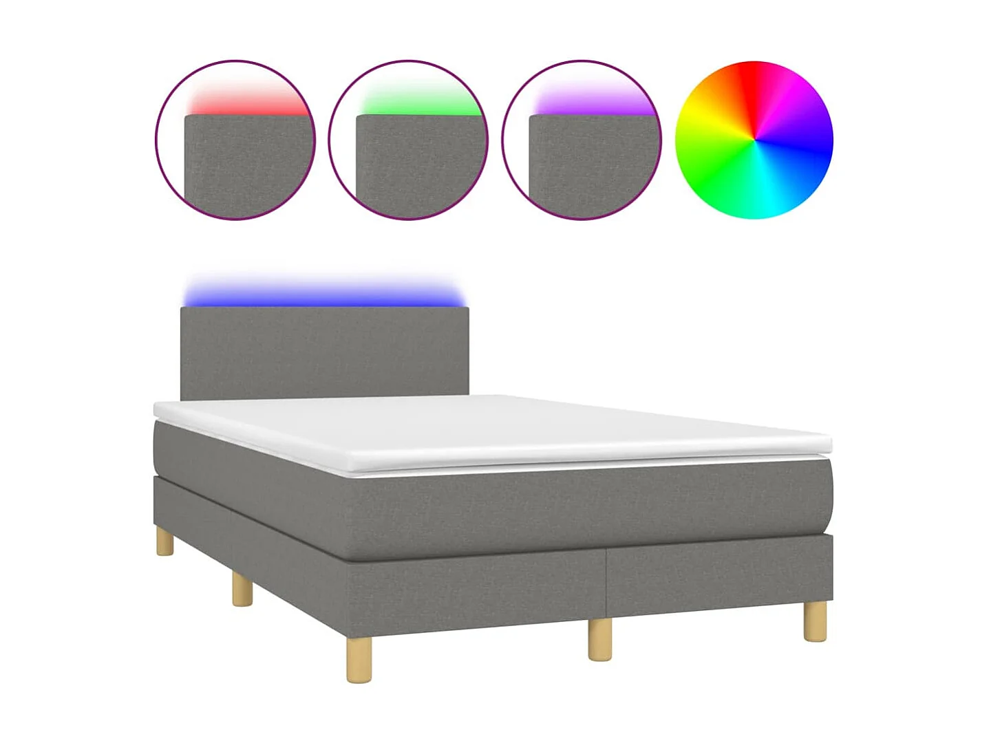 Cadre de lit LED tissu grise 203 x 120 x 88 cm TDL0208408