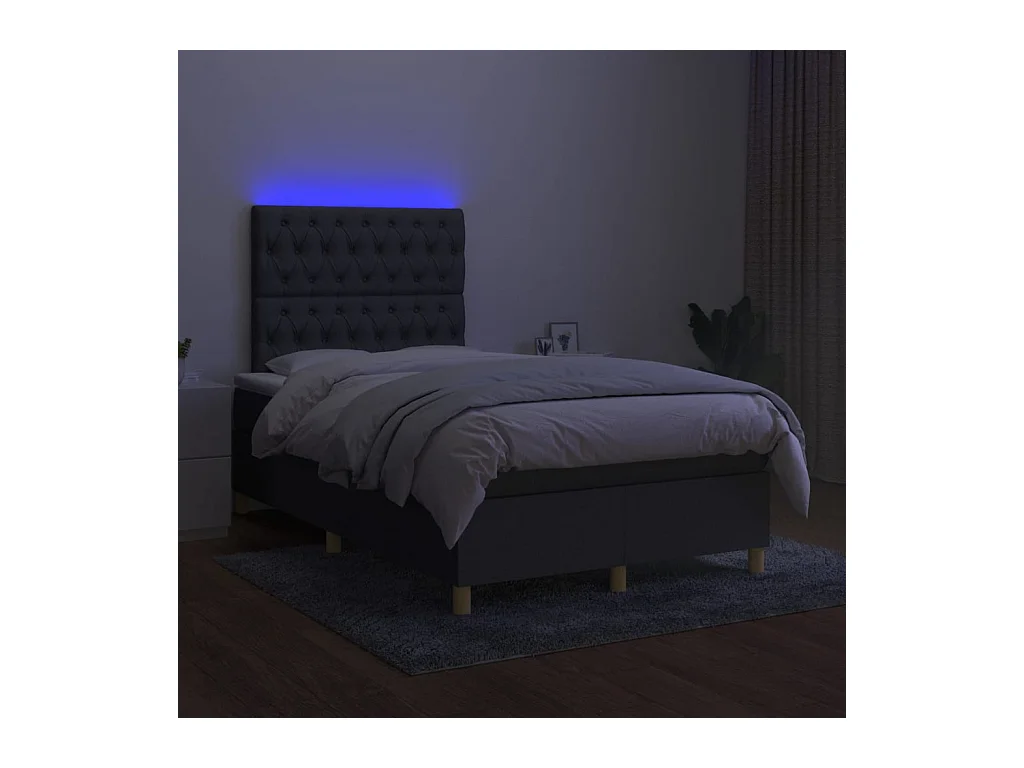Cadre de lit LED tissu grise 203 x 120 x 128 cm TDL0208411
