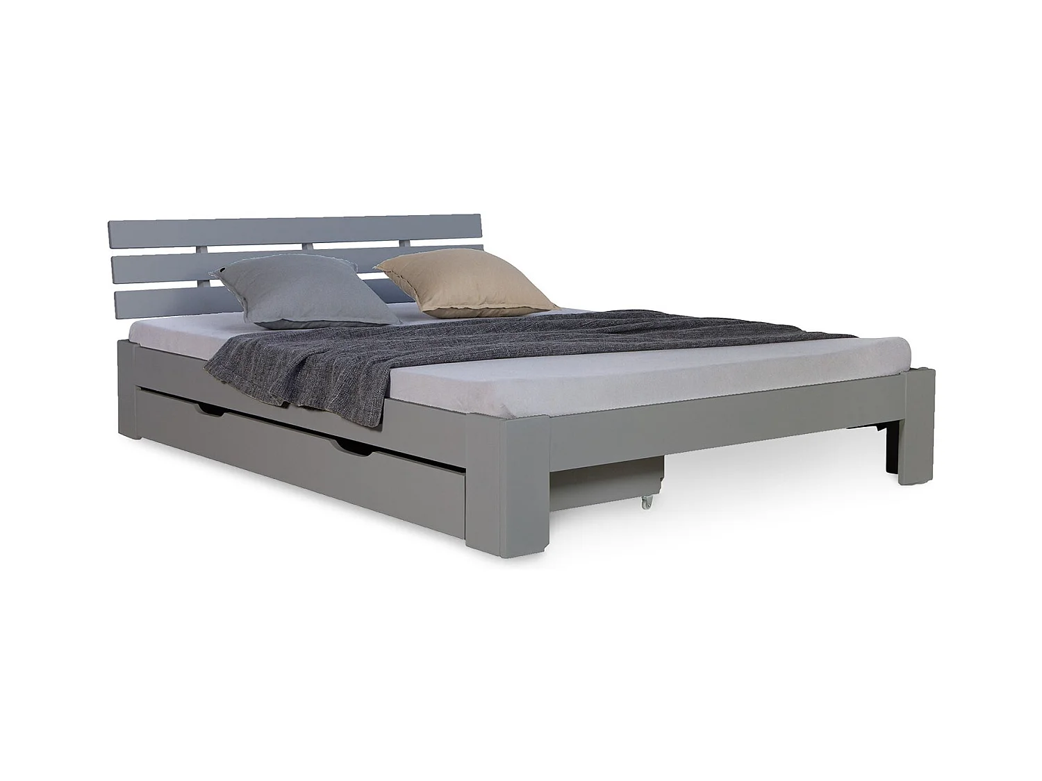 Lit double 140x200 cm bois marron 173 x 63 x 16 cm LIT06224