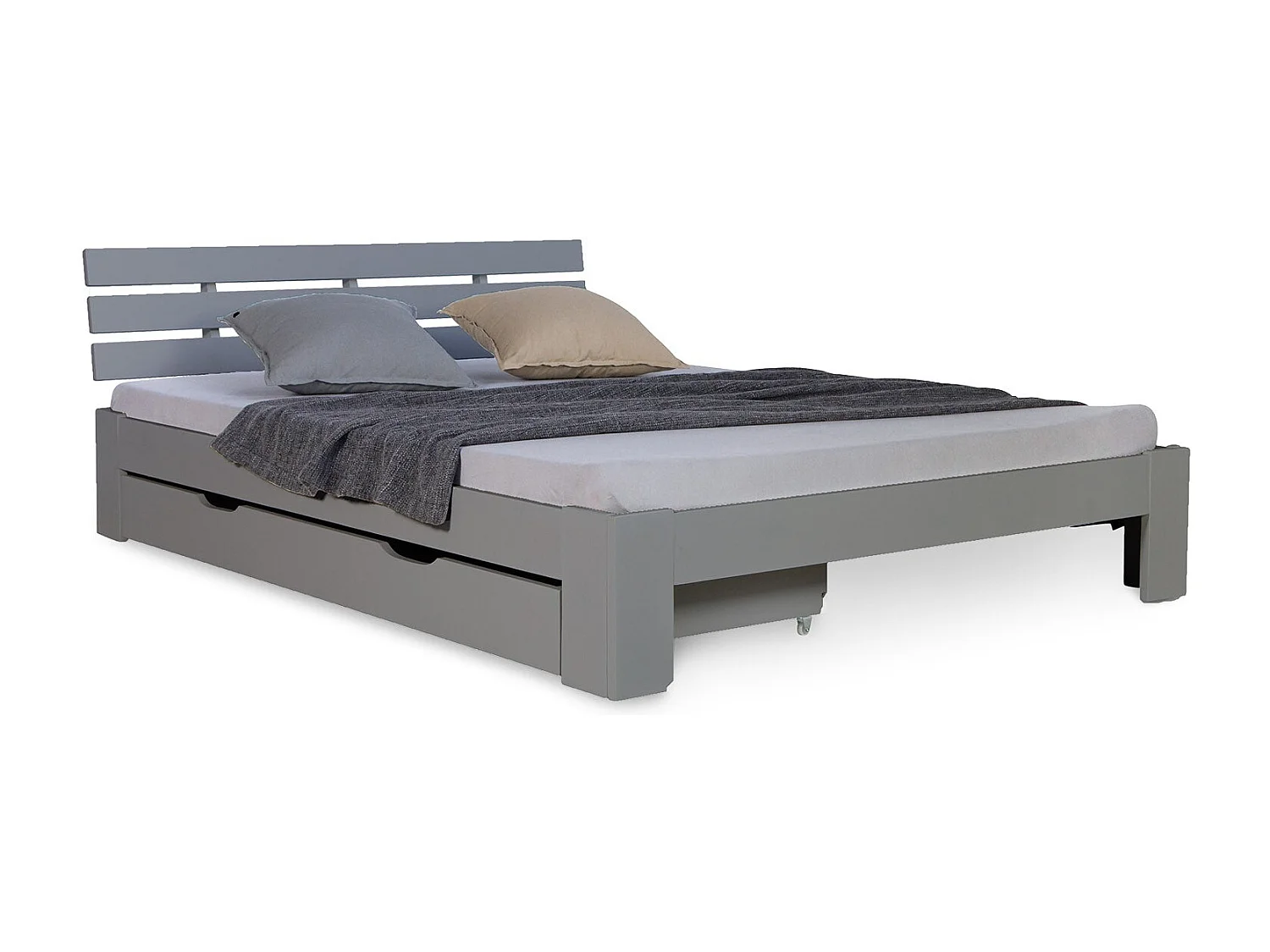 Lit double 140x200 cm bois marron 173 x 63 x 16 cm LIT06224