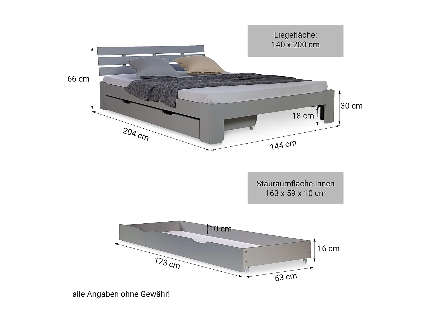 Lit double 140x200 cm bois marron 173 x 63 x 16 cm LIT06224