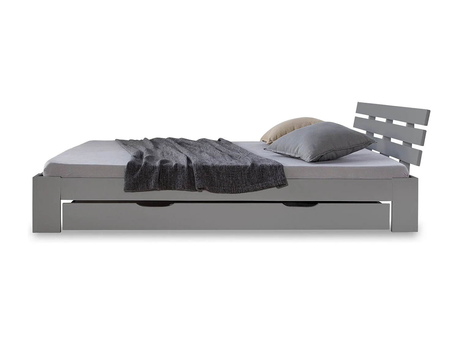 Lit double 140x200 cm bois marron 173 x 63 x 16 cm LIT06224