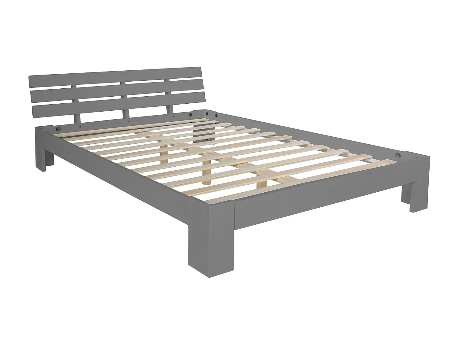 Lit double 140x200 cm bois marron 173 x 63 x 16 cm LIT06224