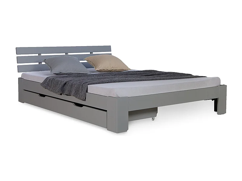 Lit double 140x200 cm bois marron 173 x 63 x 16 cm LIT06224