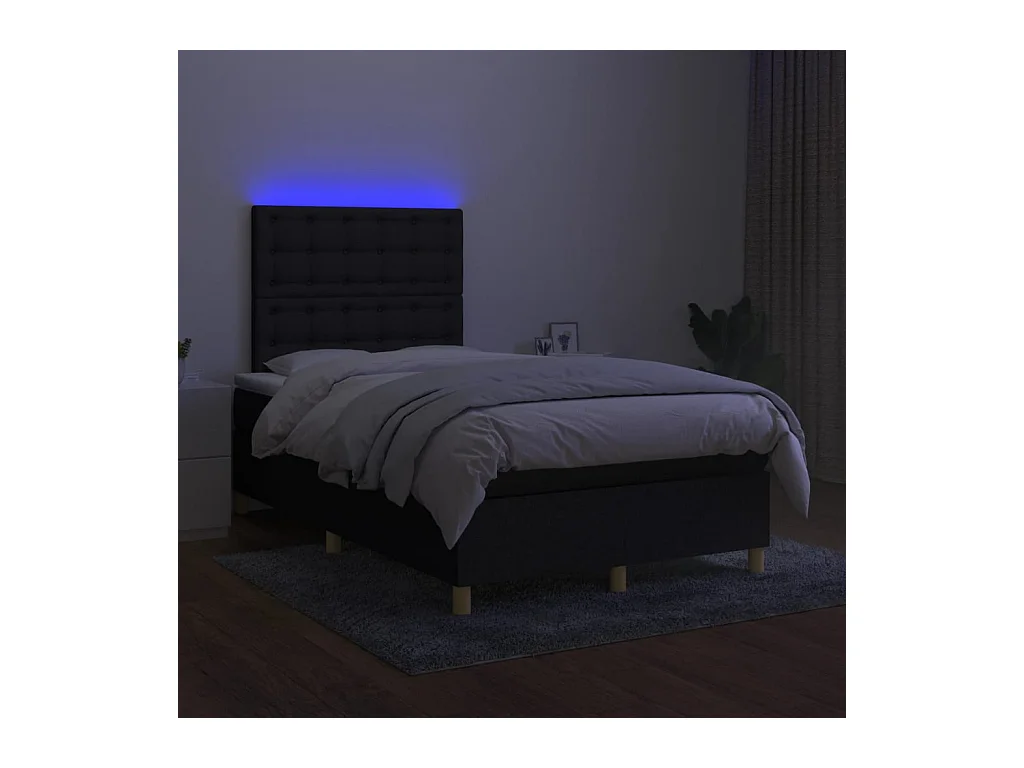 Cadre de lit LED tissu noire 203 x 120 x 128 cm TDL0209292