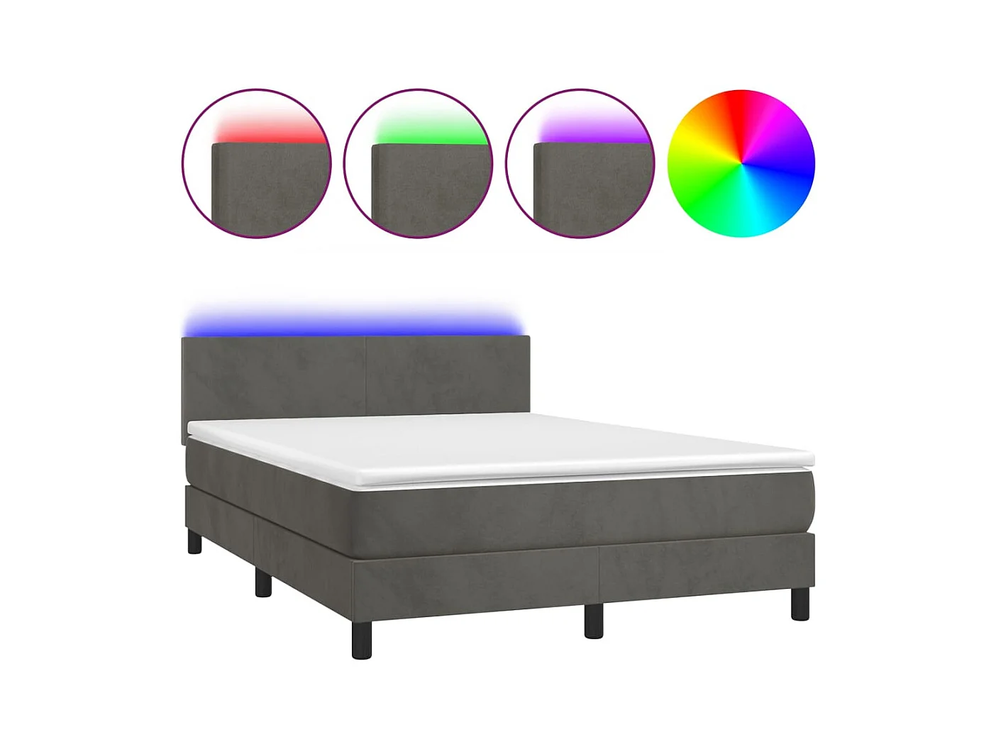 Cadre de lit LED tissu grise 193 x 144 x 88 cm TDL0207721