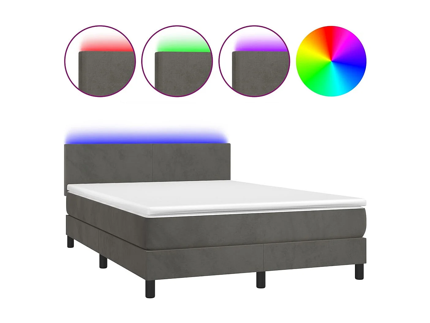 Cadre de lit LED tissu grise 193 x 144 x 88 cm TDL0207721