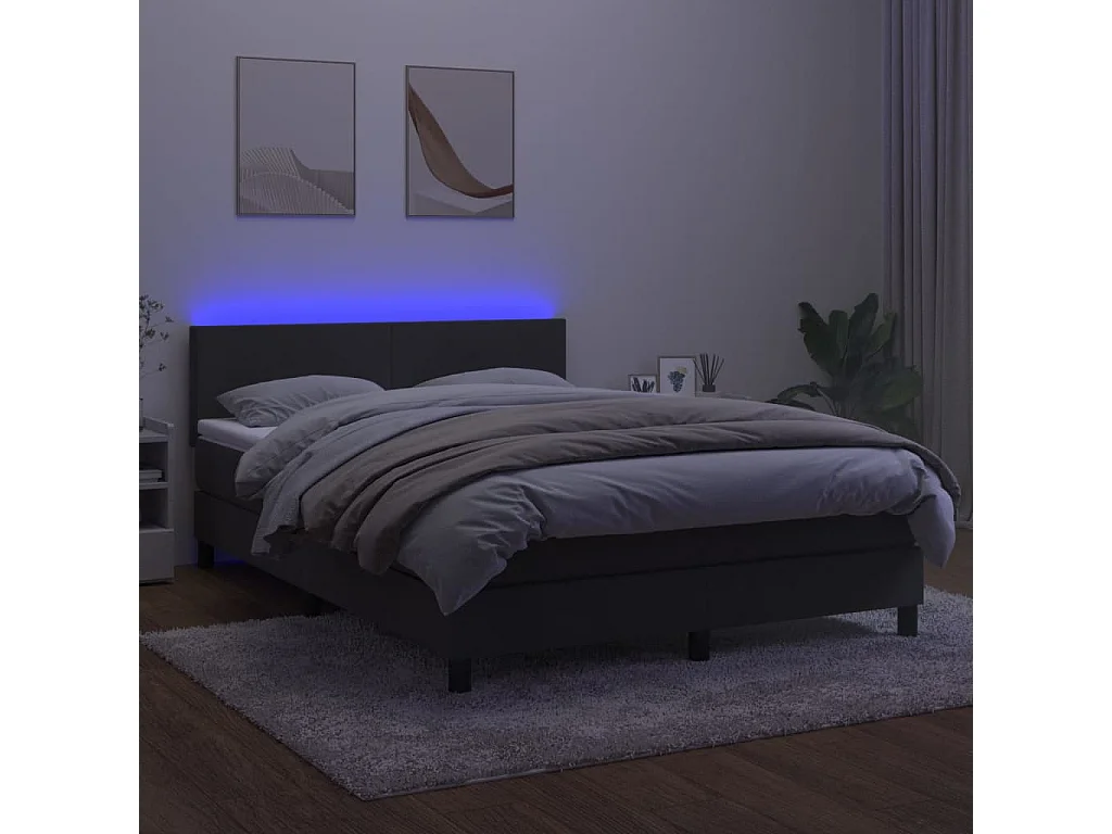Cadre de lit LED tissu grise 193 x 144 x 88 cm TDL0207721