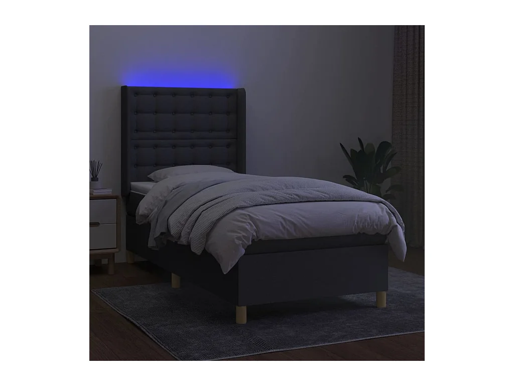 Cadre de lit LED tissu grise 203 x 103 x 128 cm TDL0207955