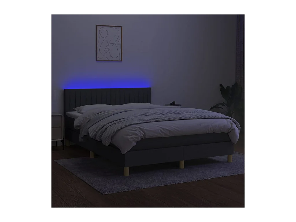 Cadre de lit LED tissu grise 193 x 144 x 88 cm TDL0208370