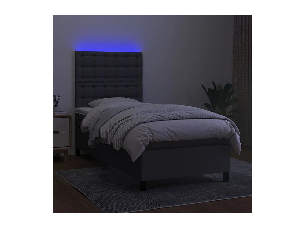 Cadre de lit LED tissu grise 203 x 100 x 128 cm TDL0208423