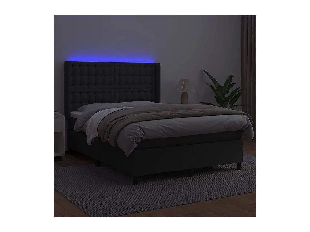 Cadre de lit LED noire 203 x 147 x 128 cm TDL0209195