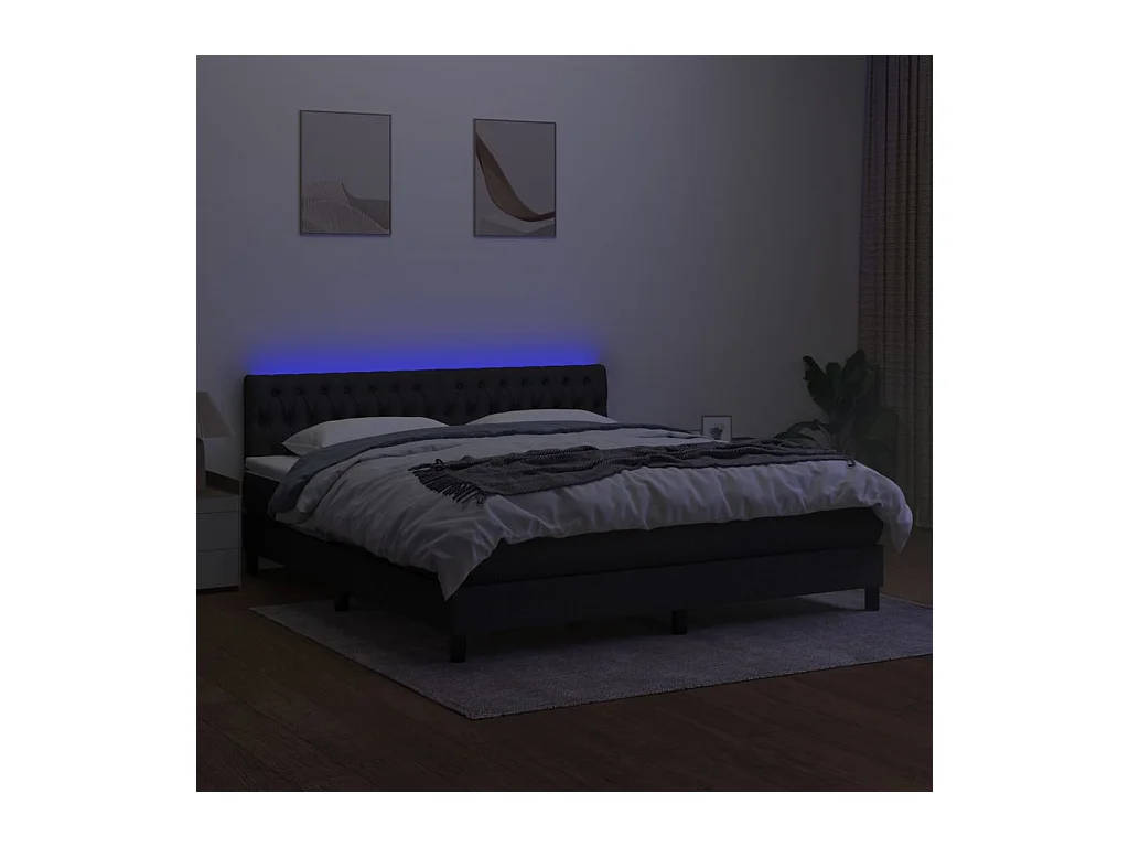 Cadre de lit LED tissu noire 203 x 180 x 88 cm TDL0209165