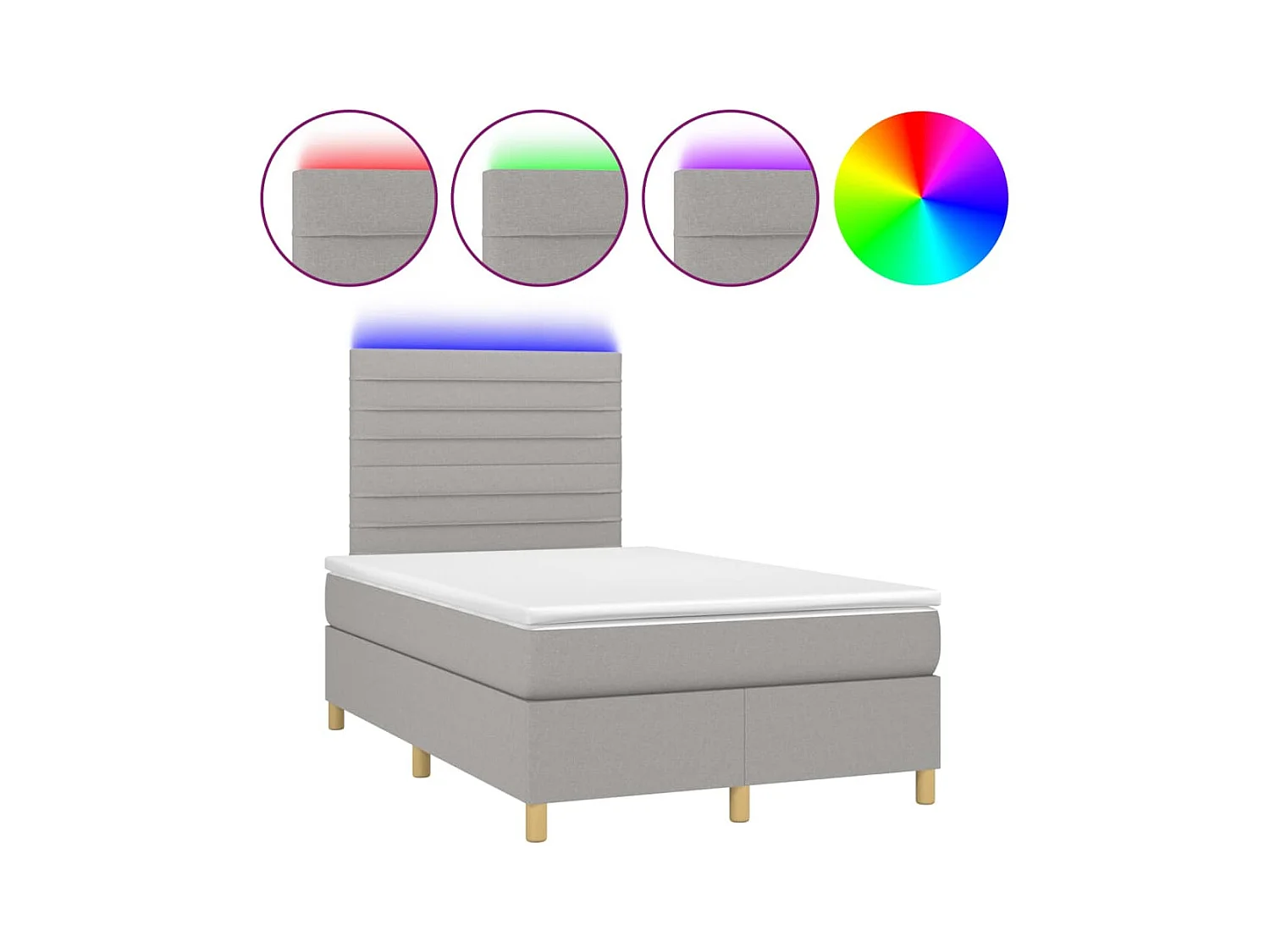 Cadre de lit LED tissu grise 120 x 200 x 20 cm TDL0207884