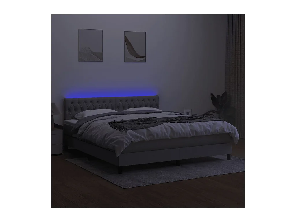 Cadre de lit LED tissu grise 203 x 160 x 88 cm TDL0207828