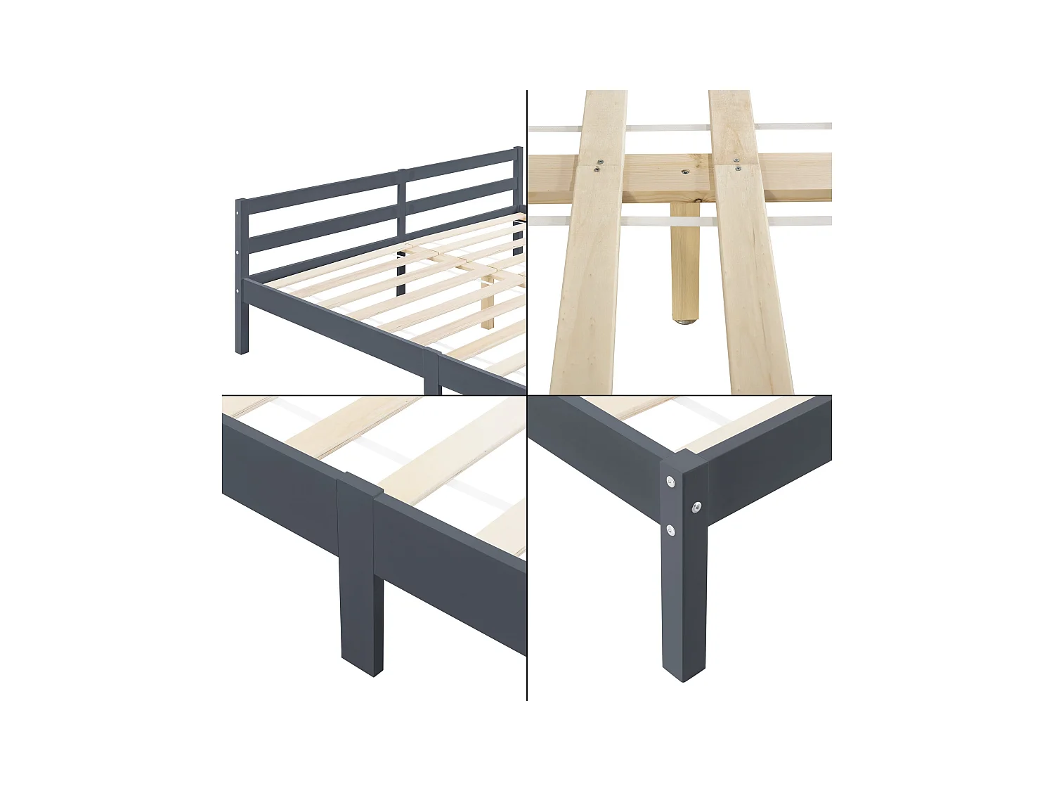 Cadre de lit avec grise 206 x 186 x 50 cm 03_0004971