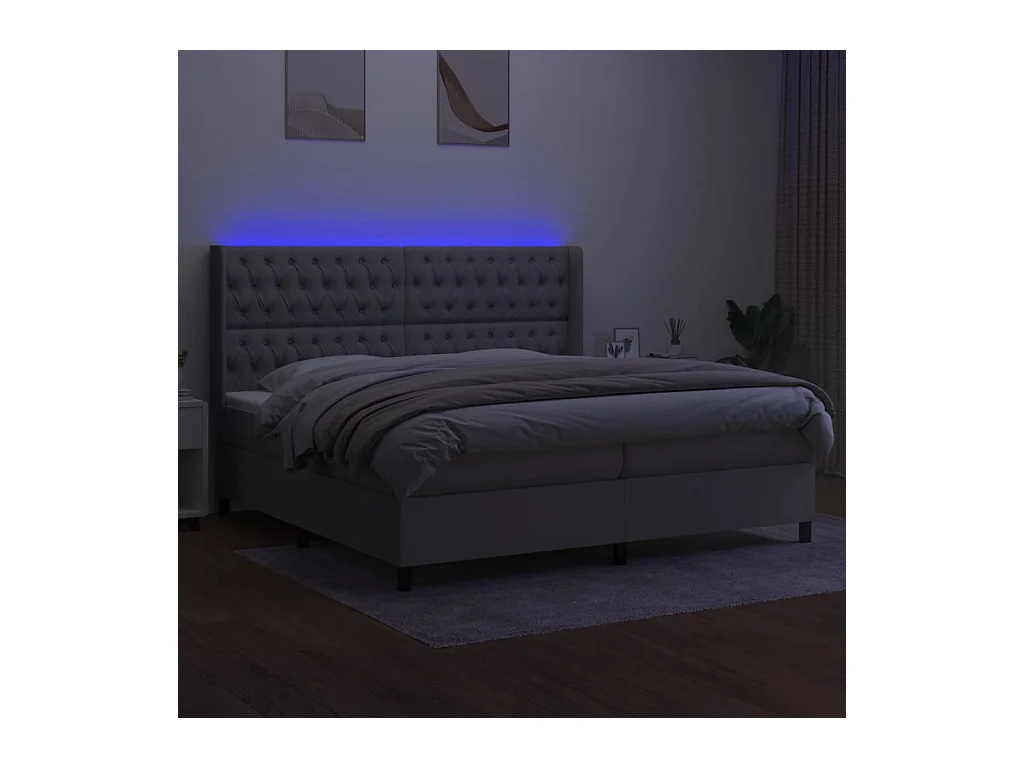 Cadre de lit LED tissu grise 203 x 203 x 128 cm TDL0207795