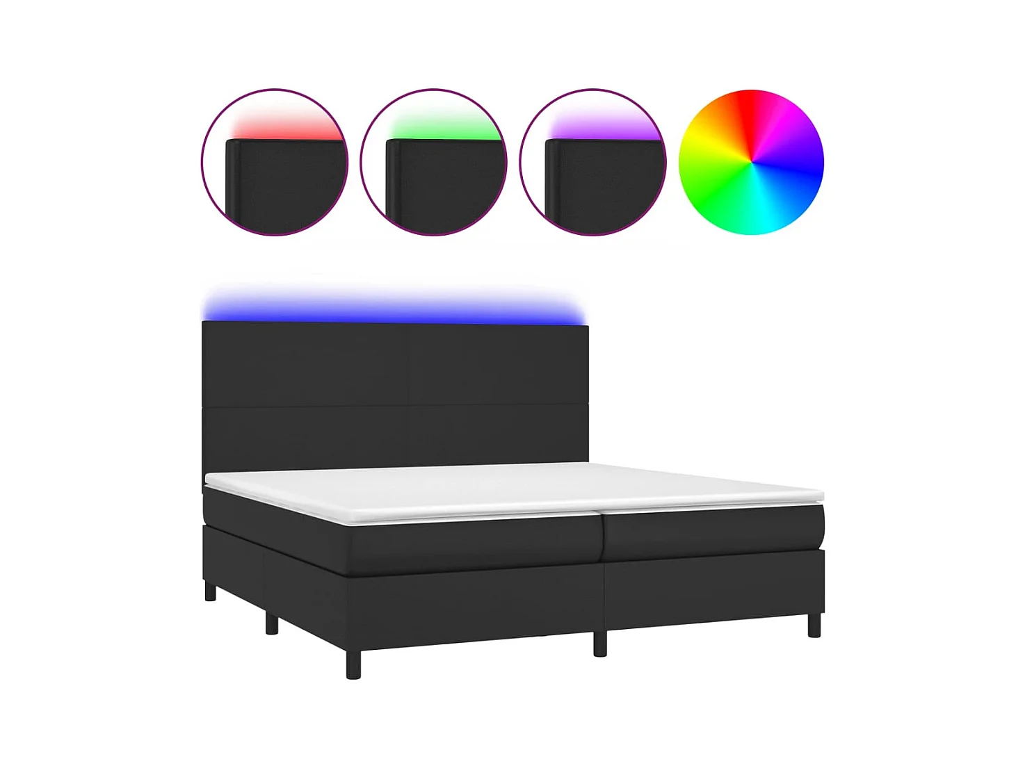 Cadre de lit LED noire 203 x 200 x 128 cm TDL0209140