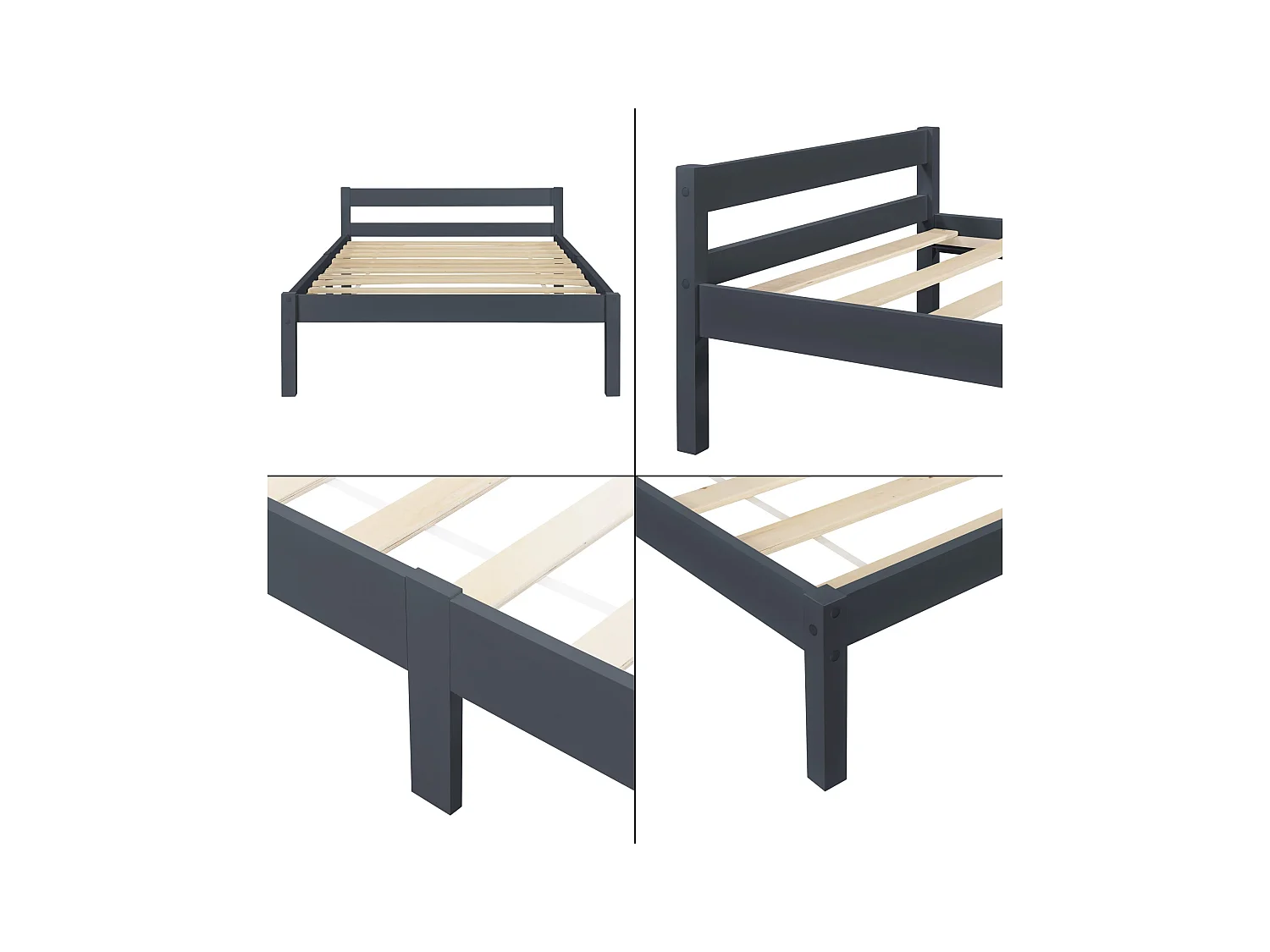 Cadre de lit avec grise 206 x 96 x 50 cm 03_0004986