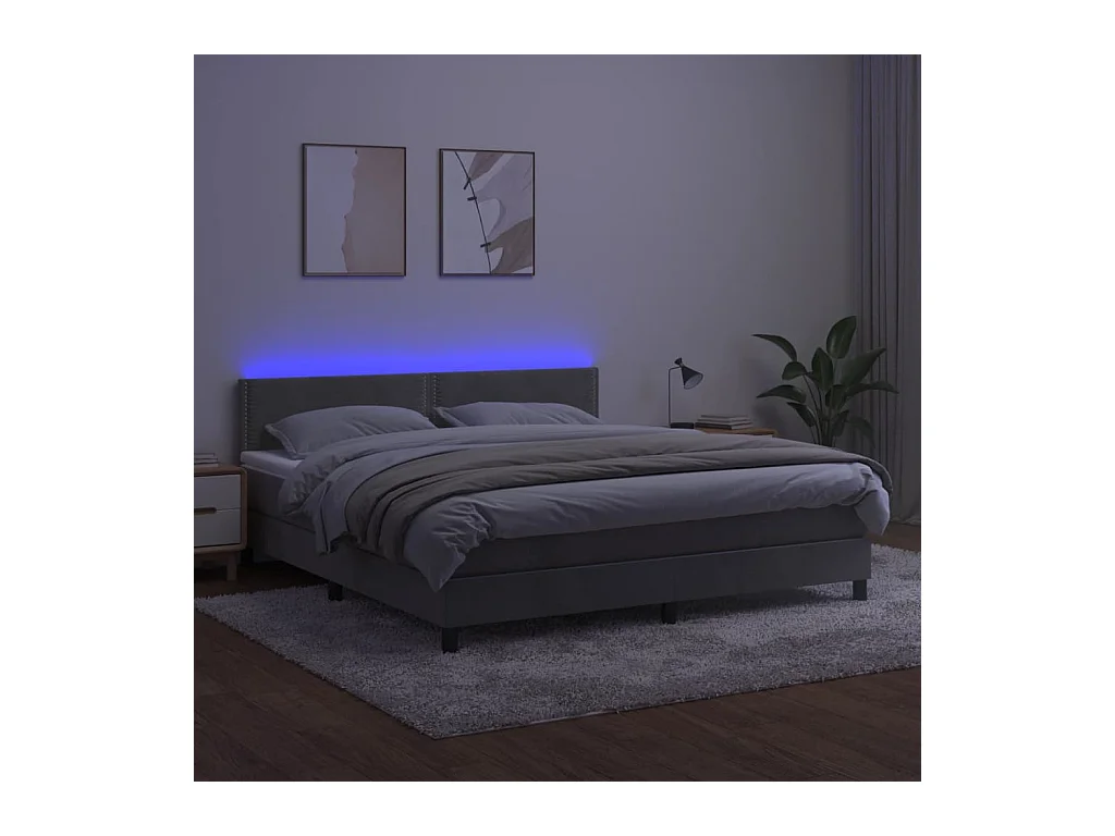 Cadre de lit LED tissu grise 203 x 180 x 88 cm TDL0207813