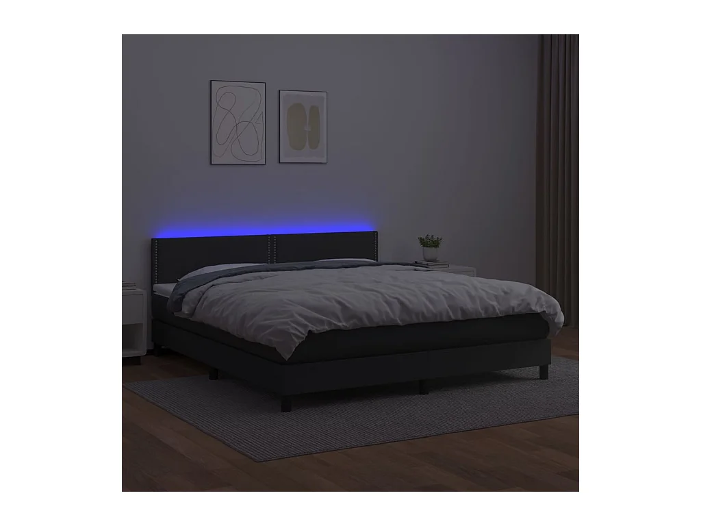 Cadre de lit LED noire 203 x 180 x 88 cm TDL0209152