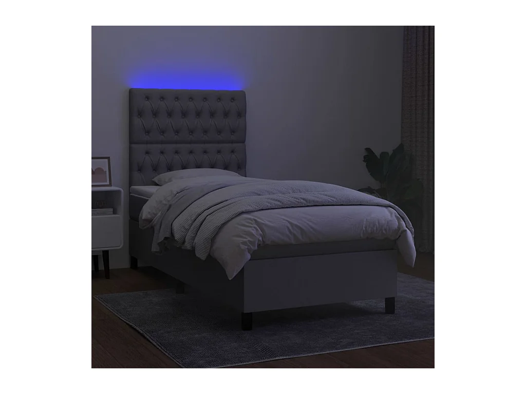 Cadre de lit LED tissu grise 203 x 100 x 128 cm TDL0207938