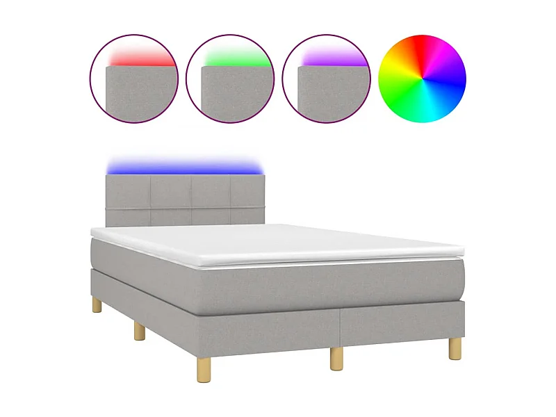 Cadre de lit LED tissu grise 203 x 120 x 88 cm TDL0207888