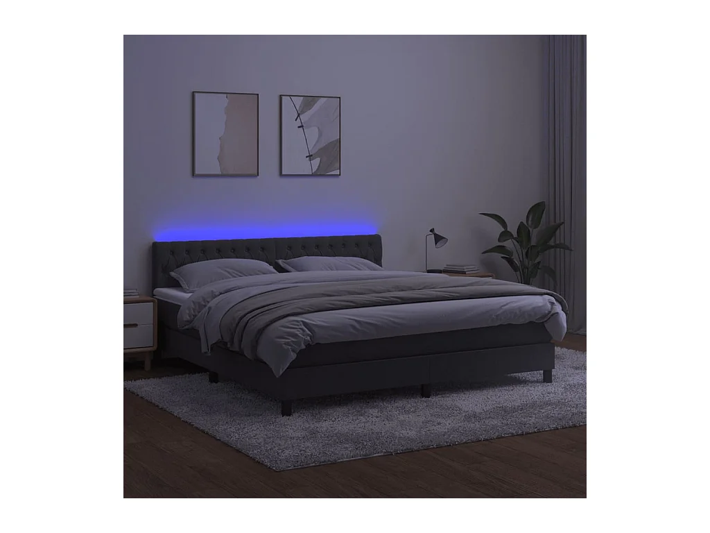 Cadre de lit LED tissu grise 203 x 160 x 88 cm TDL0207697