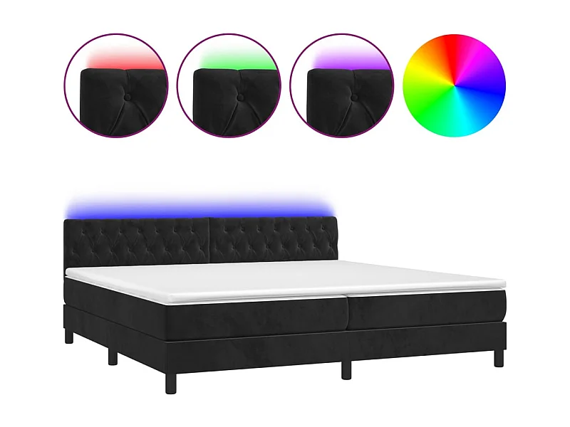Cadre de lit LED tissu noire 203 x 200 x 88 cm TDL0209144