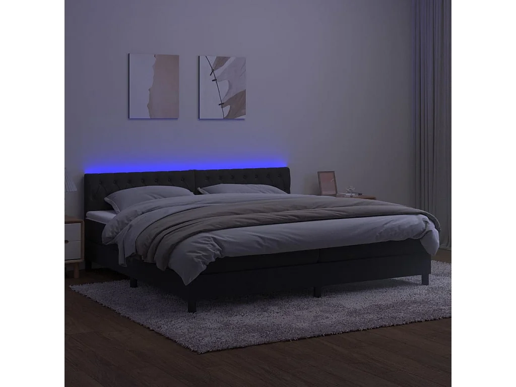 Cadre de lit LED tissu noire 203 x 200 x 88 cm TDL0209144