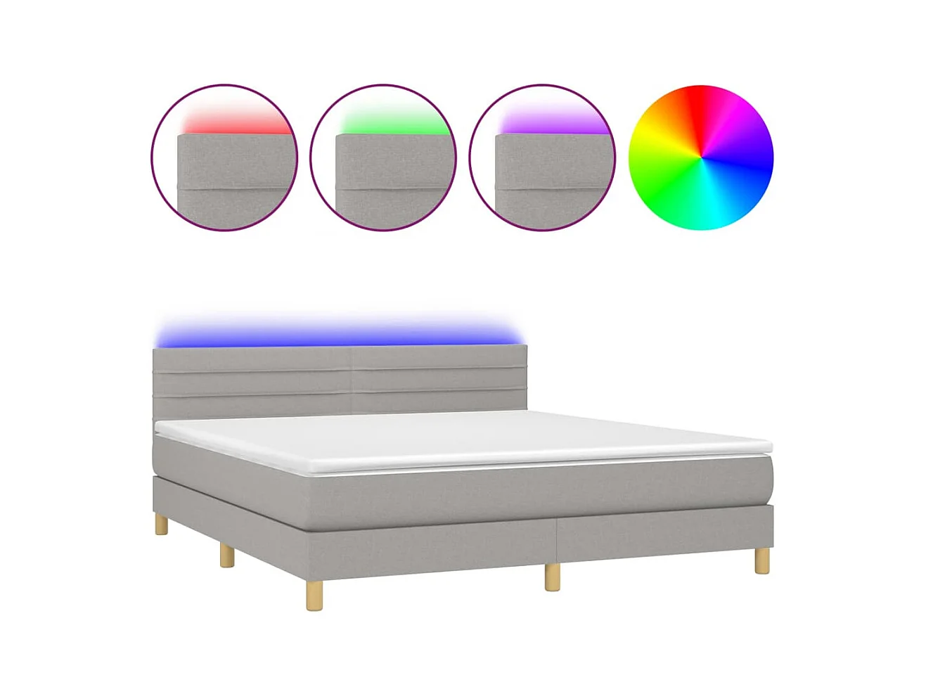 Cadre de lit LED tissu grise 203 x 160 x 88 cm TDL0207829