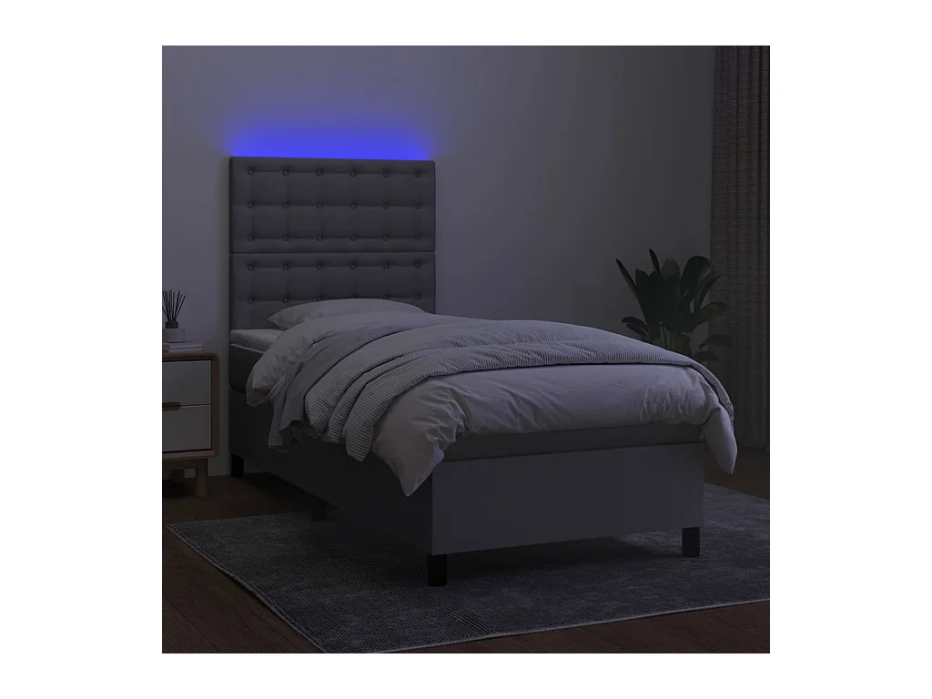 Cadre de lit LED tissu grise 203 x 100 x 128 cm TDL0207954