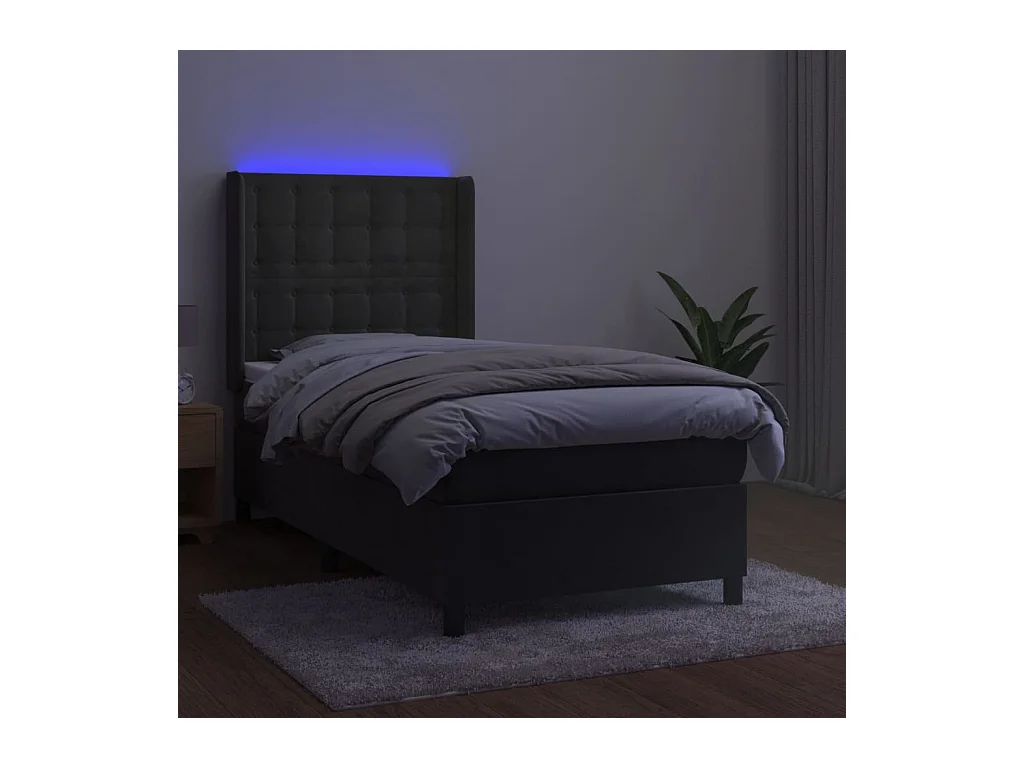 Cadre de lit LED tissu grise 203 x 103 x 128 cm TDL0207749