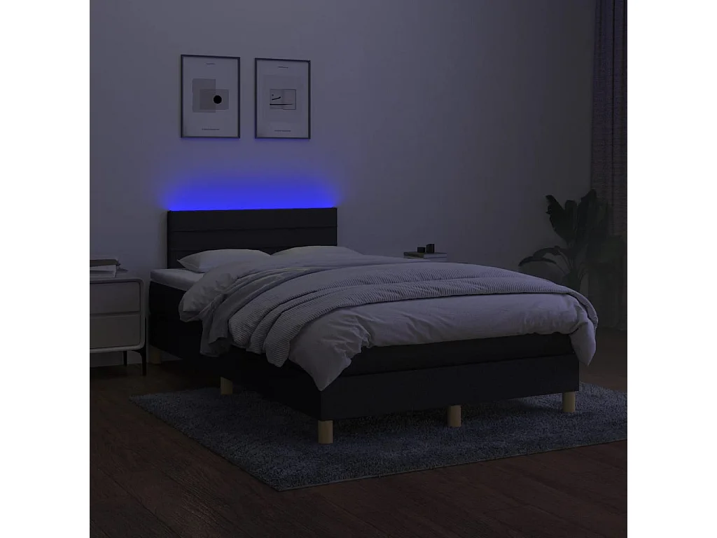 Cadre de lit LED tissu noire 203 x 120 x 88 cm TDL0209293