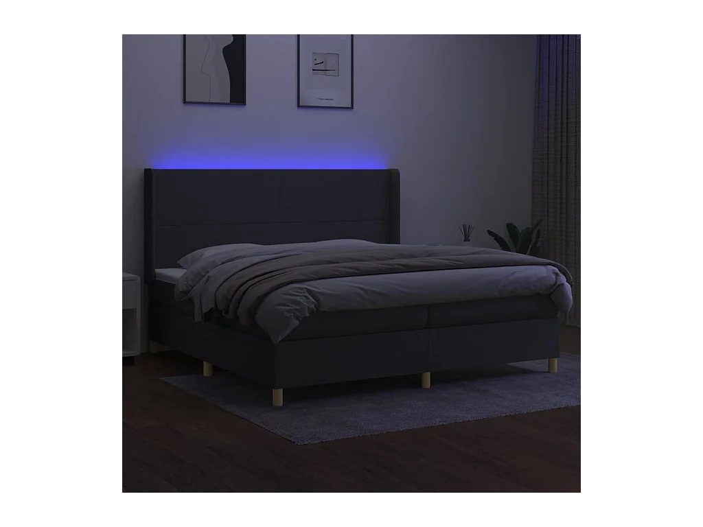 Cadre de lit LED tissu grise 203 x 203 x 128 cm TDL0208303
