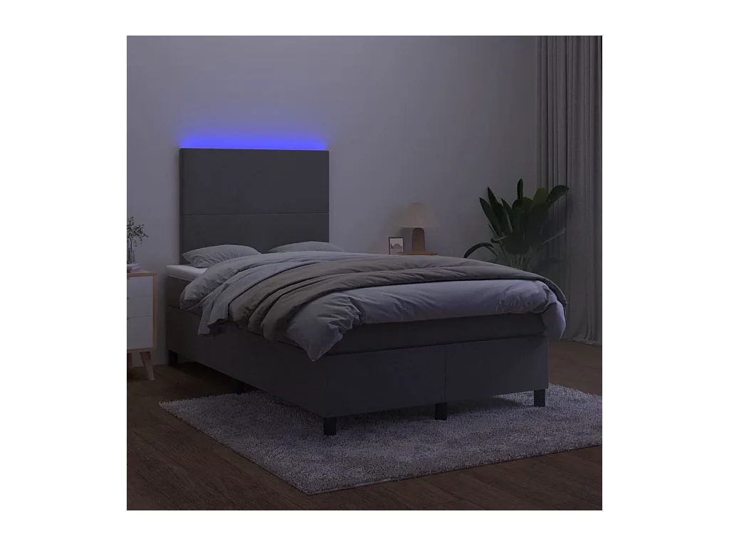Cadre de lit LED tissu grise 203 x 120 x 128 cm TDL0207733