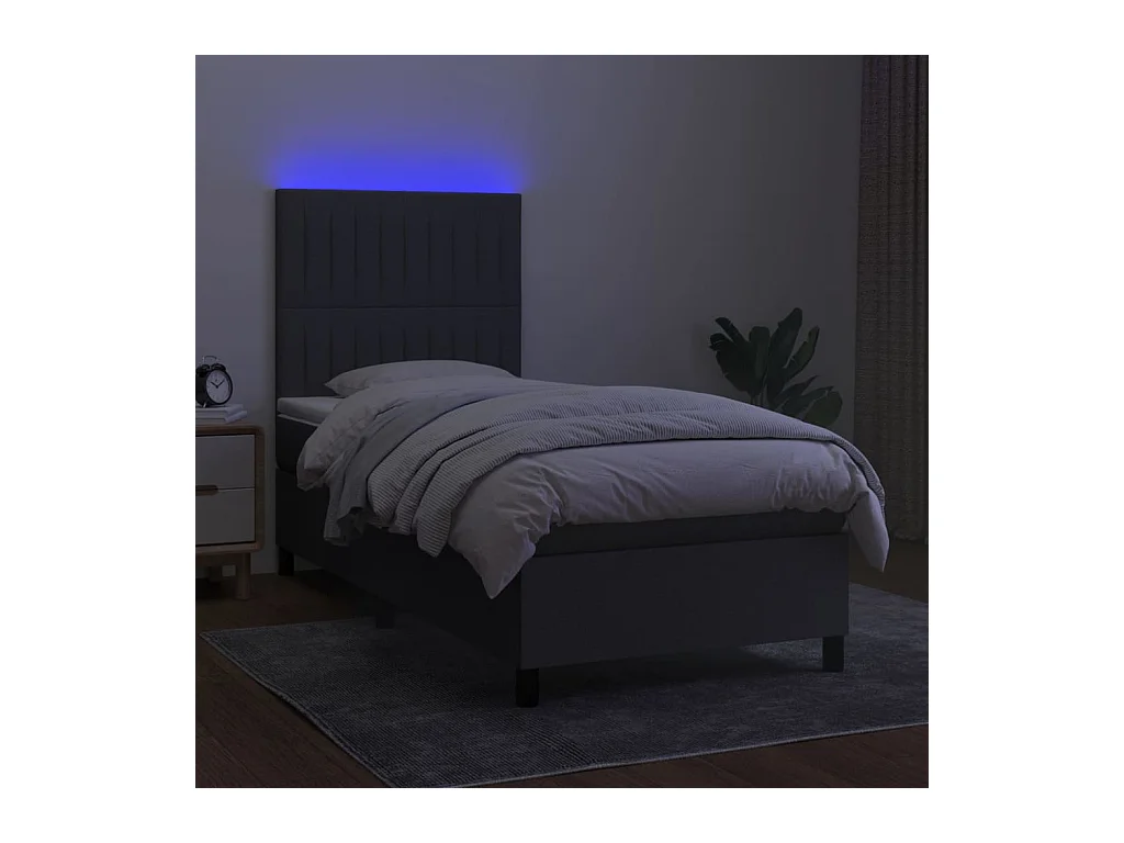 Cadre de lit LED tissu grise 203 x 100 x 128 cm TDL0208440