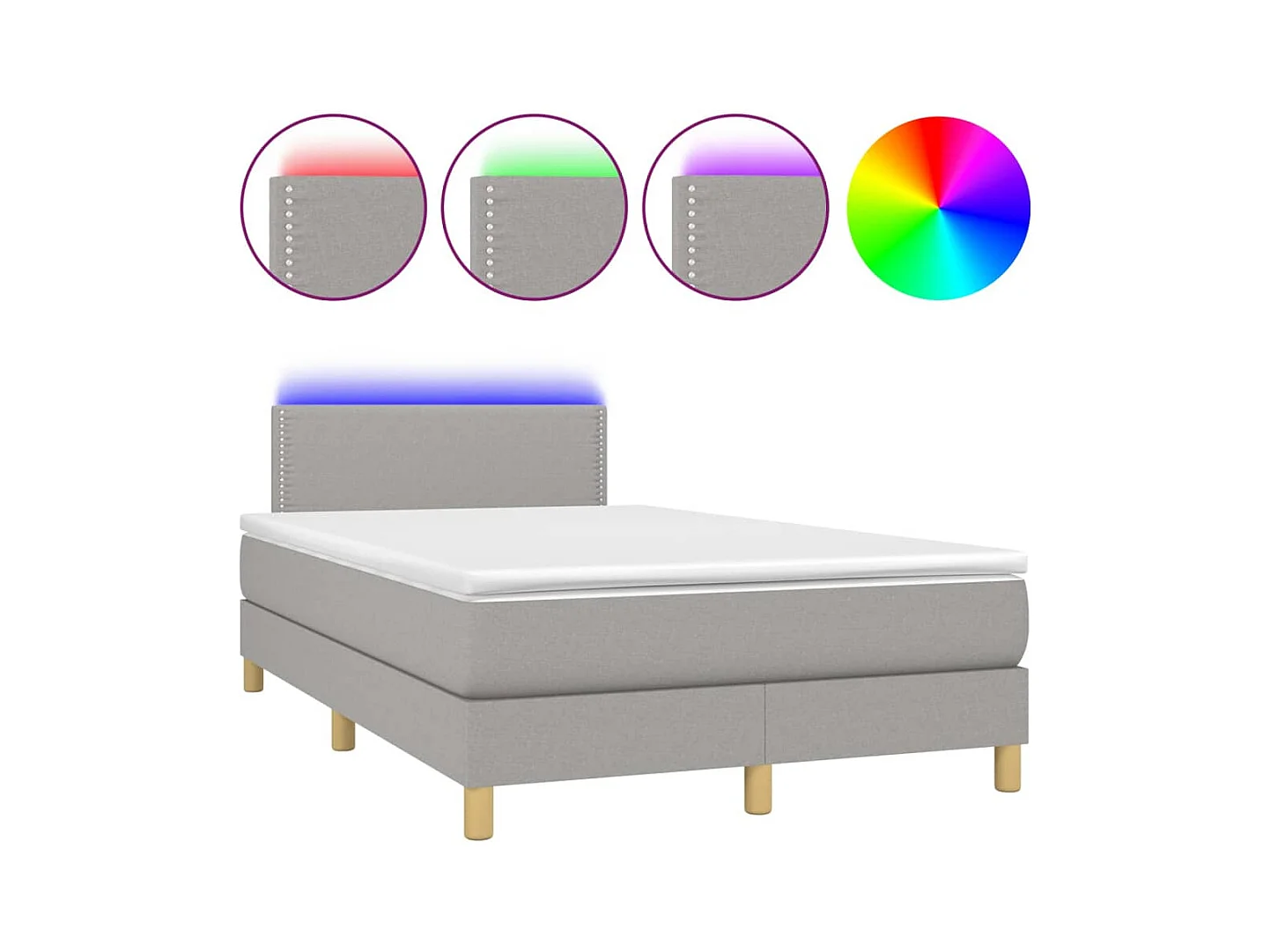 Cadre de lit LED tissu grise 203 x 120 x 88 cm TDL0207902