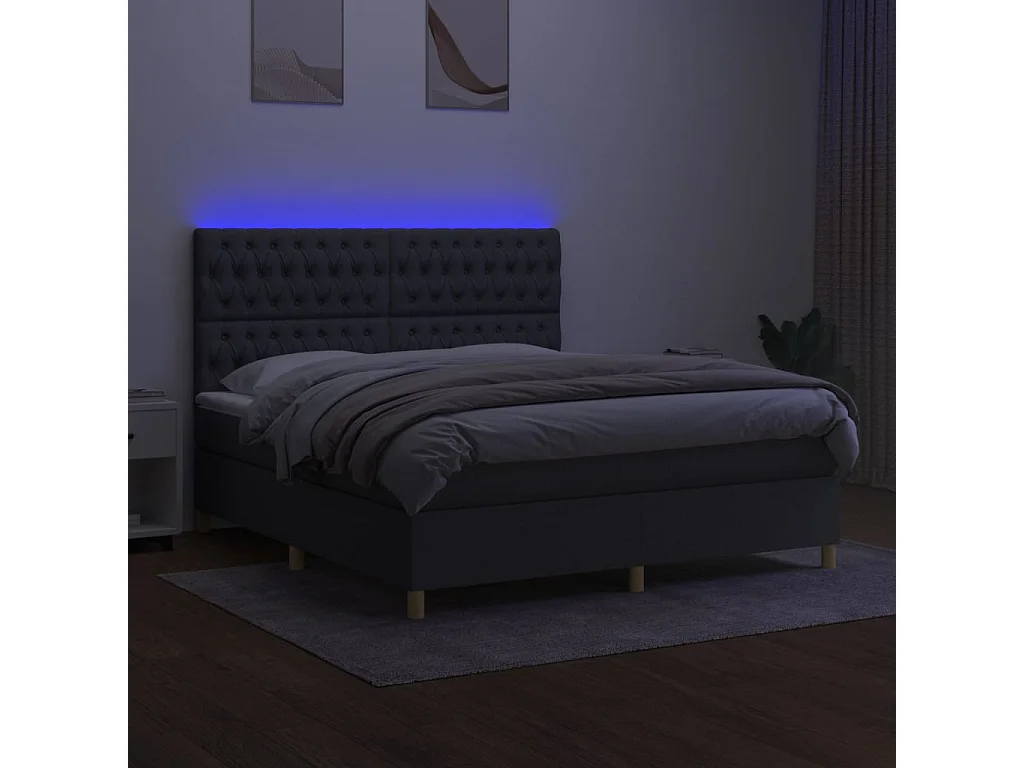 Cadre de lit LED tissu grise 203 x 160 x 128 cm TDL0208334