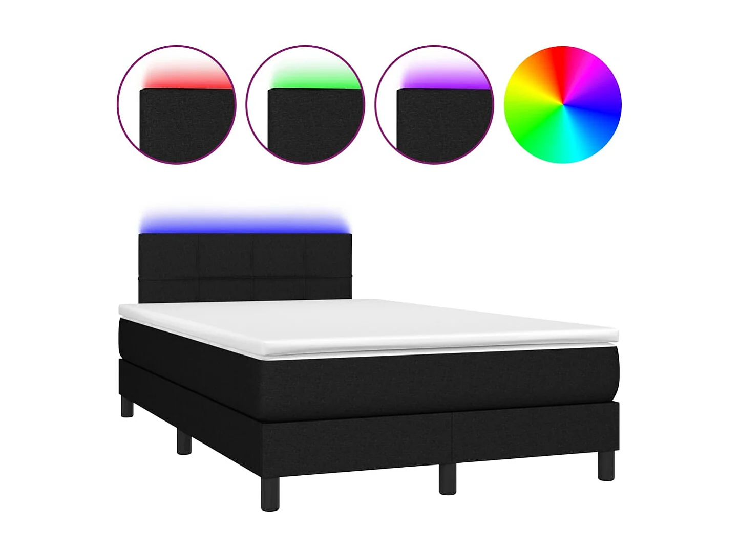 Cadre de lit LED tissu noire 203 x 120 x 88 cm TDL0209285