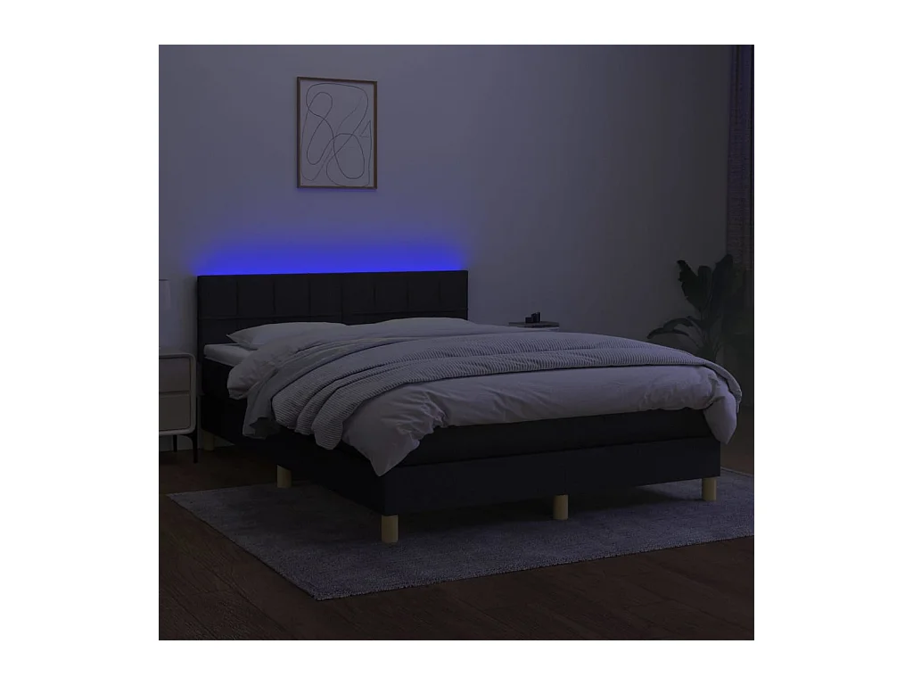 Cadre de lit LED tissu noire 193 x 144 x 88 cm TDL0209258