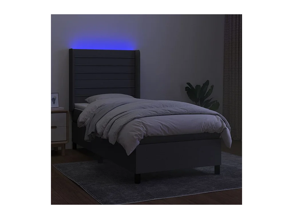 Cadre de lit LED tissu grise 203 x 103 x 128 cm TDL0208452