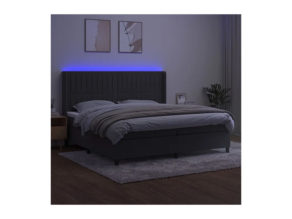 Cadre de lit LED tissu grise 203 x 203 x 128 cm TDL0207689
