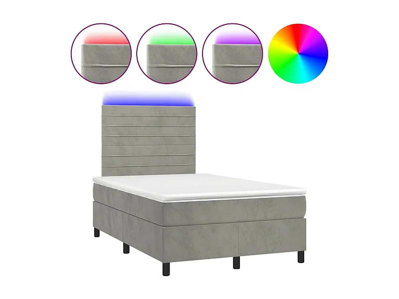 Cadre de lit LED tissu grise 203 x 120 x 128 cm TDL0207870